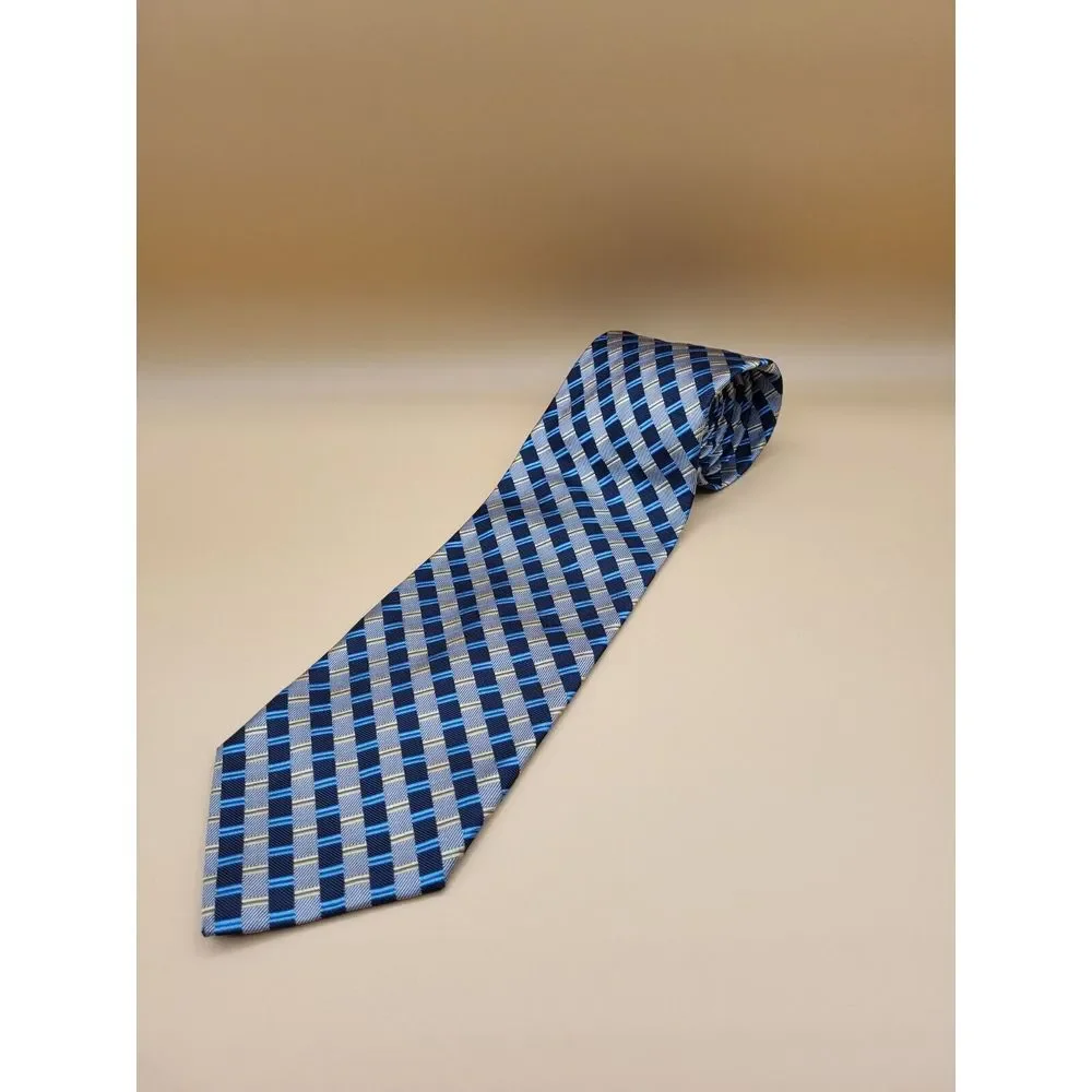 Joseph A Banks Signature Collection Mens Tie‎ Blue Checks 100% Silk Jos A Bank